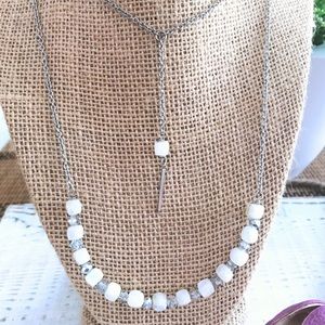 Dainty Moon Stone and Faceted crystal set